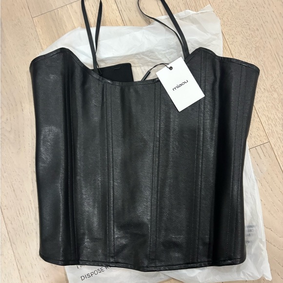 Miaou Tops - NWT- Miaou Black Faux Leather Corset- XL